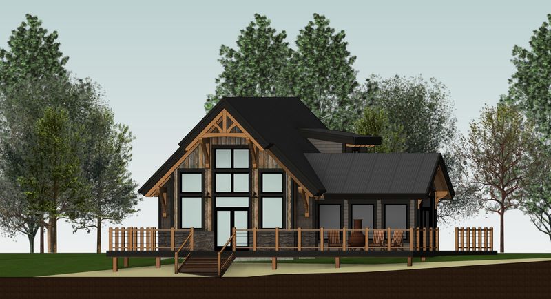 Sweetwater-Cabin-Canadian-Timberframes-Design-Left-Elevation