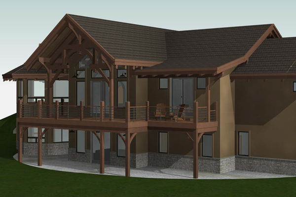 Colorado-Springs-Timber-Home-Canadian-Timberframes-Design-Rear-Left-Elevation