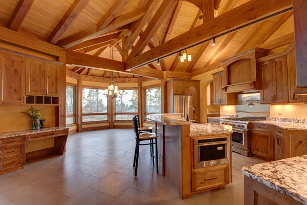 Colorado-Springs-Timber-Home-Canadian-Timberframes-Kitchen-Timber-Beams