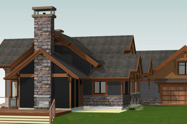 Butternut-Lodge-Clarksburg-Ontario-Canadian-Timberframes-Design-Left-Perspective