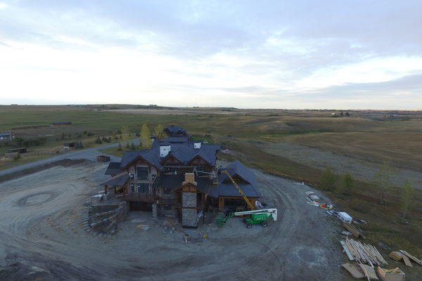 Okotoks-Home-Alberta-Canadian-Timberframes-Construction-Drone