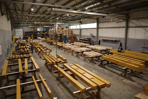 Peachland-Timber-Frame-British-Columbia-Canadian-Timberframes-Production-Shop-Floor