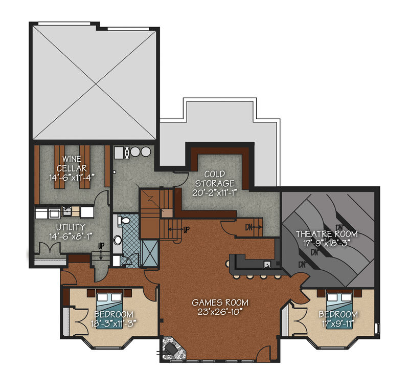 Lower level living space: 2,243 sq. ft. including cold     storage area